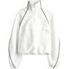 image:imageTanmimg Womens Casual Quarter Zip Pullover Windbreaker Jacket  Hand Pockets Stand Collar Adjustable Drawstring Loose Fit WindResistant Lightweight amp PackableWhite