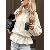 image:imageTanming Womens Casual FunnelNeck Lightweight Jackets  Button Down Elastic Waist Loose Fit Peplum Hem Ease Packable WindResistantBeige