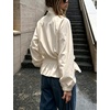image:imageTanming Womens Casual FunnelNeck Lightweight Jackets  Button Down Elastic Waist Loose Fit Peplum Hem Ease Packable WindResistantBeige