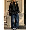 image:imageTanming Womens Casual FunnelNeck Lightweight Jackets  Button Down Elastic Waist Loose Fit Peplum Hem Ease Packable WindResistantBlack