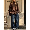 image:imageTanming Womens Casual FunnelNeck Lightweight Jackets  Button Down Elastic Waist Loose Fit Peplum Hem Ease Packable WindResistantBrown