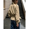 image:imageTanming Womens Casual FunnelNeck Lightweight Jackets  Button Down Elastic Waist Loose Fit Peplum Hem Ease Packable WindResistantKhaki