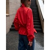 image:imageTanming Womens Casual FunnelNeck Lightweight Jackets  Button Down Elastic Waist Loose Fit Peplum Hem Ease Packable WindResistantRed