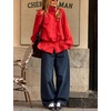 image:imageTanming Womens Casual FunnelNeck Lightweight Jackets  Button Down Elastic Waist Loose Fit Peplum Hem Ease Packable WindResistantRed