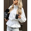 image:imageTanming Womens Casual FunnelNeck Lightweight Jackets  Button Down Elastic Waist Loose Fit Peplum Hem Ease Packable WindResistantWhite