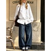 image:imageTanming Womens Casual FunnelNeck Lightweight Jackets  Button Down Elastic Waist Loose Fit Peplum Hem Ease Packable WindResistantWhite