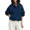 image:imageTanmimg Womens Casual Quarter Zip Pullover Windbreaker Jacket  Hand Pockets Stand Collar Adjustable Drawstring Loose Fit WindResistant Lightweight amp PackableNavy