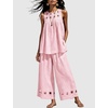 image:imageTanming Womens Casual Cutout Tank Tops Palazzo Pants Set  Matching 2 Piece Set Sleeveless Tank Top Breathable Fabric Machine Washable Women Sets Trendy for Vacation DailywearPink
