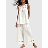 image:imageTanming Womens Casual Cutout Tank Tops Palazzo Pants Set  Matching 2 Piece Set Sleeveless Tank Top Breathable Fabric Machine Washable Women Sets Trendy for Vacation DailywearWhite