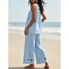 image:imageTanming Womens Casual Cutout Tank Tops Palazzo Pants Set  Matching 2 Piece Set Sleeveless Tank Top Breathable Fabric Machine Washable Women Sets Trendy for Vacation DailywearBlue