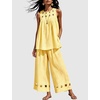 image:imageTanming Womens Casual Cutout Tank Tops Palazzo Pants Set  Matching 2 Piece Set Sleeveless Tank Top Breathable Fabric Machine Washable Women Sets Trendy for Vacation DailywearYellow