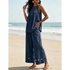 image:imageTanming Womens Casual Cutout Tank Tops Palazzo Pants Set  Matching 2 Piece Set Sleeveless Tank Top Breathable Fabric Machine Washable Women Sets Trendy for Vacation DailywearNavy
