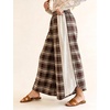 image:imageTanming Womens Casual Plaid Checkered Lace Trim Palazzo PantsBrown