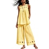 image:imageTanming Womens Casual Cutout Tank Tops Palazzo Pants Set  Matching 2 Piece Set Sleeveless Tank Top Breathable Fabric Machine Washable Women Sets Trendy for Vacation DailywearYellow