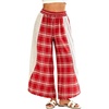 image:imageTanming Womens Casual Plaid Checkered Lace Trim Palazzo PantsRed