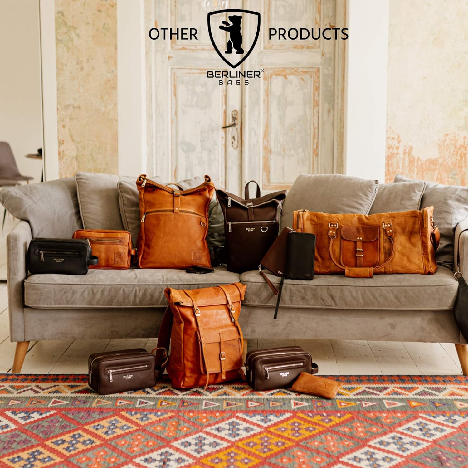 Berliner Bags Vintage Leather Duffle Bag New York for Travel or the Gym, Overnight Bag for Men and Women 