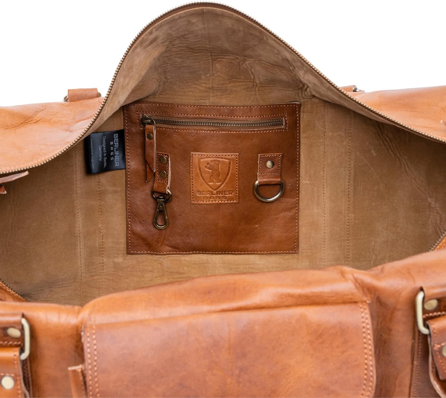 Berliner Bags Vintage Leather Duffle Bag New York for Travel or the Gym, Overnight Bag for Men and Women 
