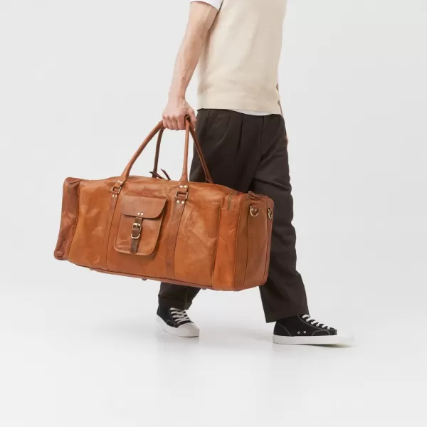 Berliner Bags Vintage Leather Duffle Bag New York for Travel or the Gym, Overnight Bag for Men and Women 