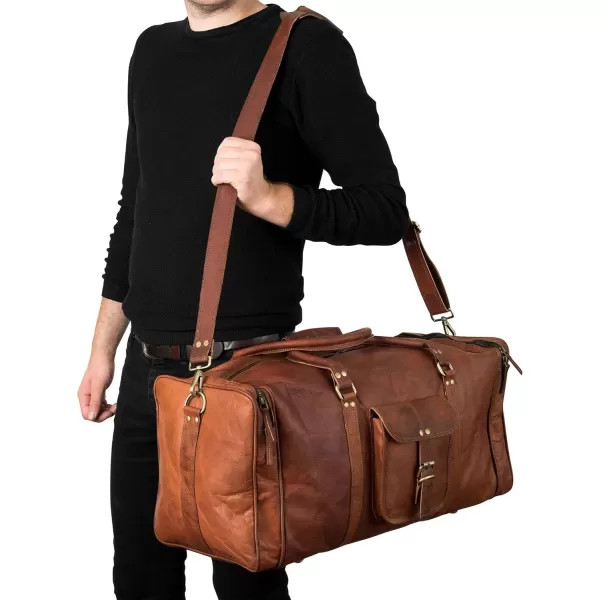 Berliner Bags Vintage Leather Duffle Bag New York for Travel or the Gym, Overnight Bag for Men and Women 