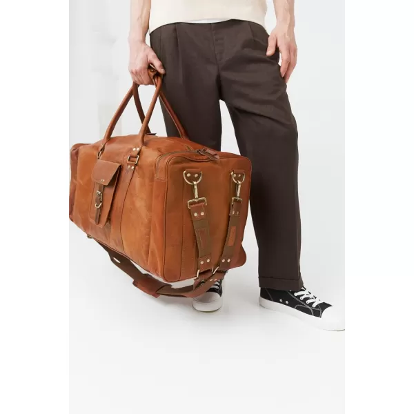 Berliner Bags Vintage Leather Duffle Bag New York for Travel or the Gym, Overnight Bag for Men and Women 