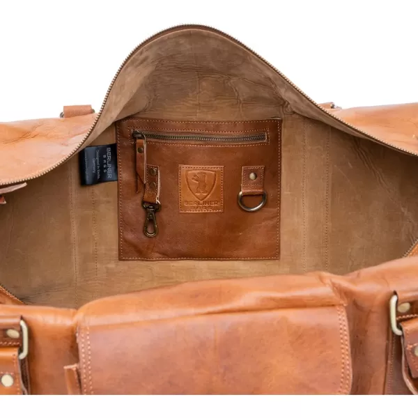 Berliner Bags Vintage Leather Duffle Bag New York for Travel or the Gym, Overnight Bag for Men and Women 