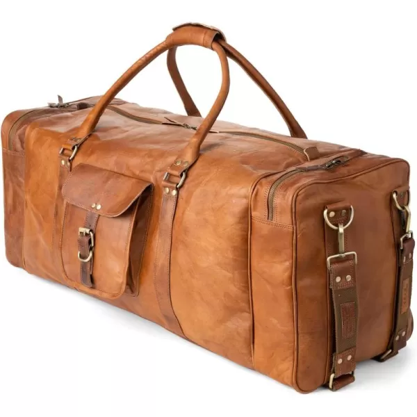 Berliner Bags Vintage Leather Duffle Bag New York for Travel or the Gym, Overnight Bag for Men and Women 