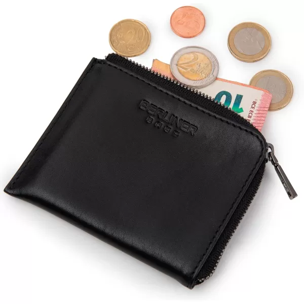 Berliner Bags Premium Leather Coin purse Mark, Mini Wallet with Zipper for Men and Women