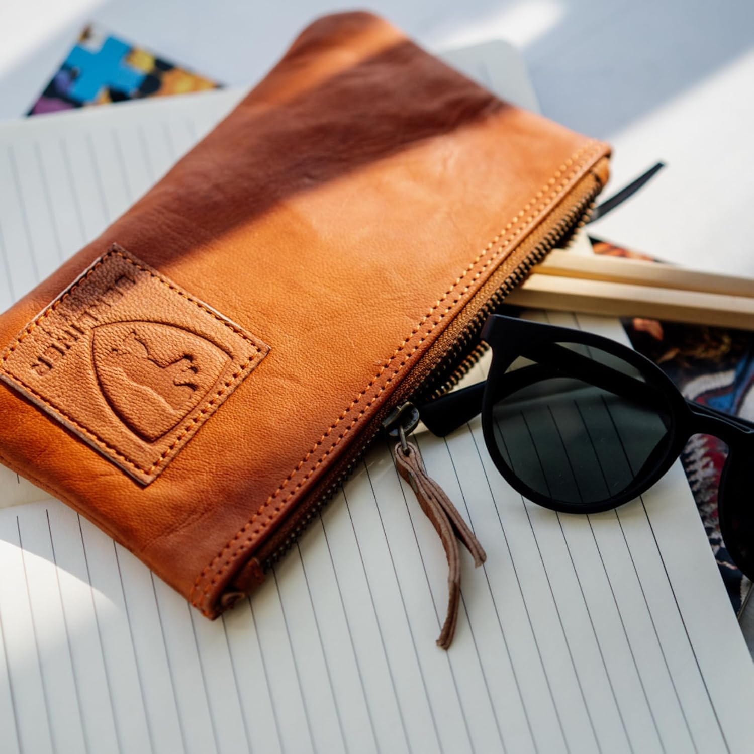 imageBERLINER BAGS Vintage Leather Pencil Case Pen Pouch for Work and University for Men and Women  Brown