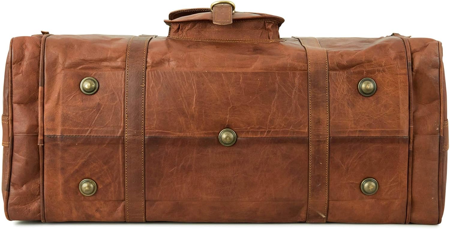 imageBerliner Bags Vintage Leather Duffle Bag New York for Travel or the Gym Overnight Bag for Men and Women Brown LBrown L