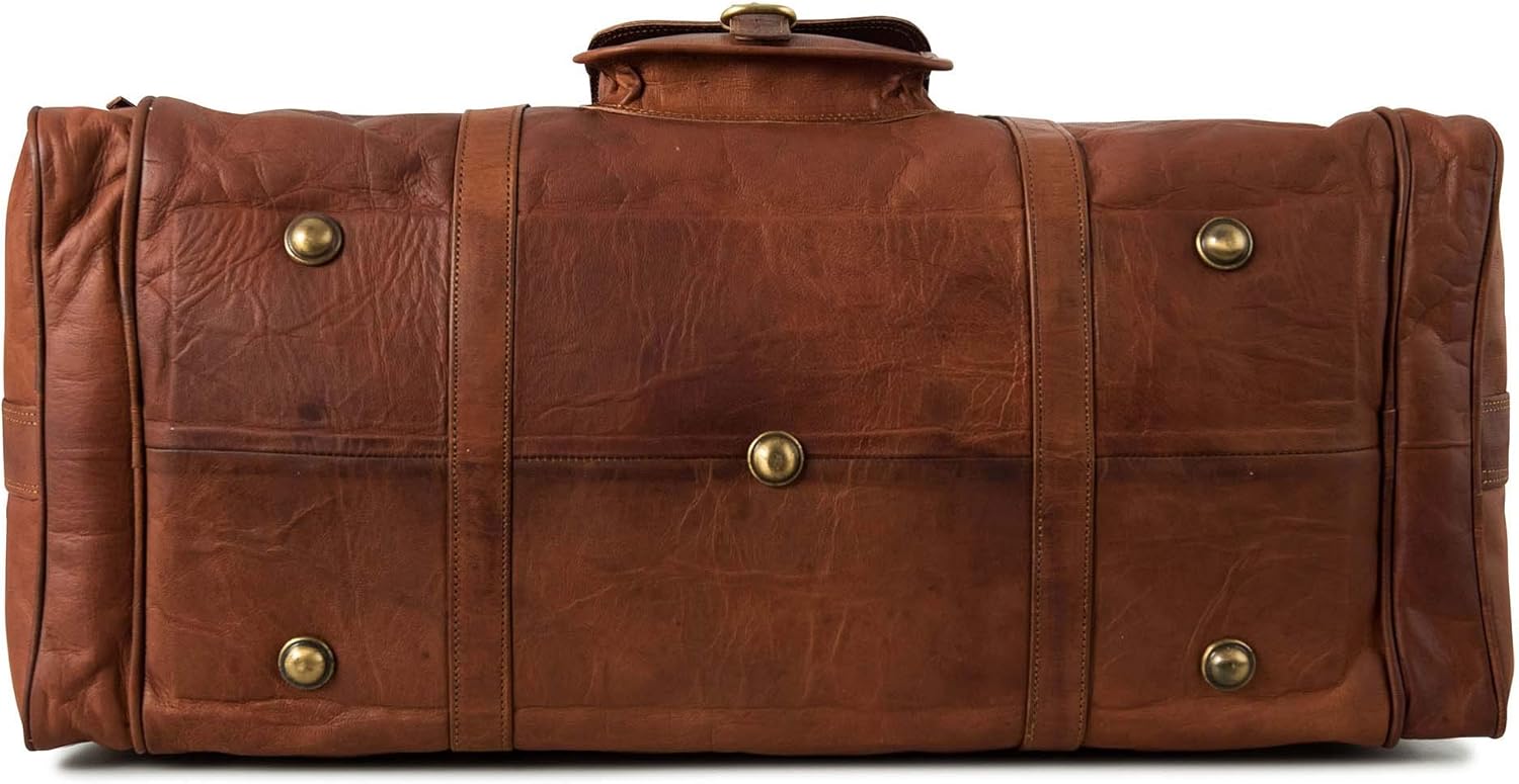 imageBerliner Bags Vintage Leather Duffle Bag New York for Travel or the Gym Overnight Bag for Men and Women Brown LBrown XL