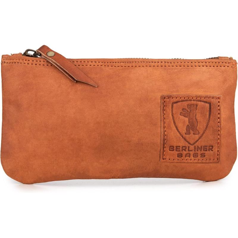 imageBERLINER BAGS Vintage Leather Pencil Case Pen Pouch for Work and University for Men and Women  Brown