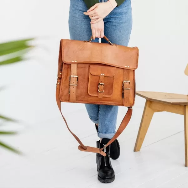 imageBERLINER BAGS Vintage Leather Messenger Bag Berlin XXL Briefcase for Men and Women  BrownCognac Xxl