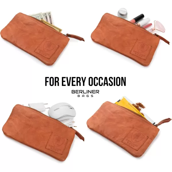 imageBERLINER BAGS Vintage Leather Pencil Case Pen Pouch for Work and University for Men and Women  Brown