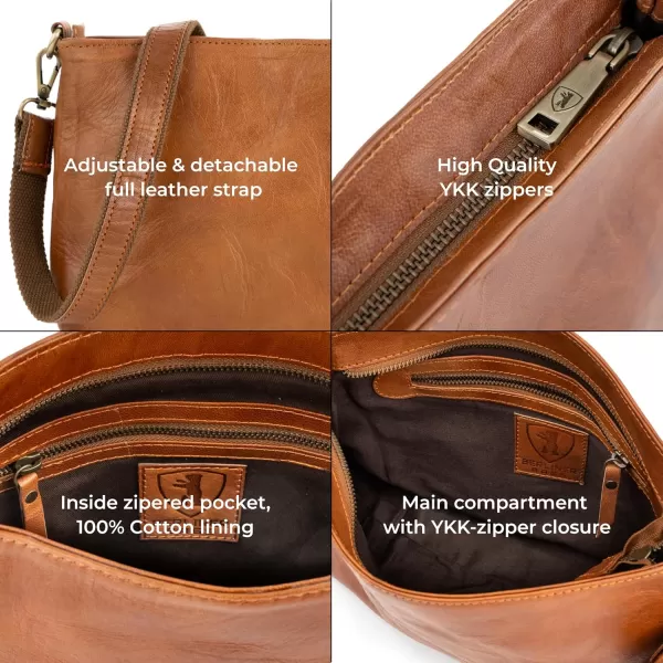 imageBERLINER BAGS Vintage Leather Shoulder Bag Marbella Crossbody Handbag for Women  BrownBrown M