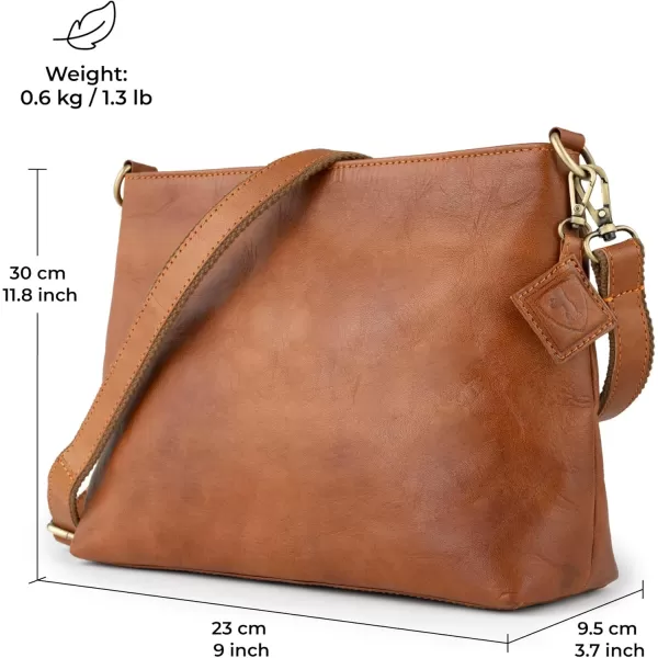 imageBERLINER BAGS Vintage Leather Shoulder Bag Marbella Crossbody Handbag for Women  BrownBrown M