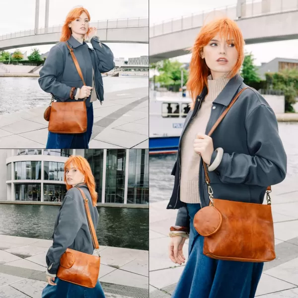 imageBERLINER BAGS Vintage Leather Shoulder Bag Marbella Crossbody Handbag for Women  BrownBrown S