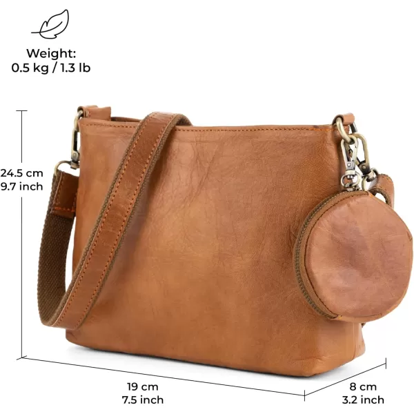 imageBERLINER BAGS Vintage Leather Shoulder Bag Marbella Crossbody Handbag for Women  BrownBrown S