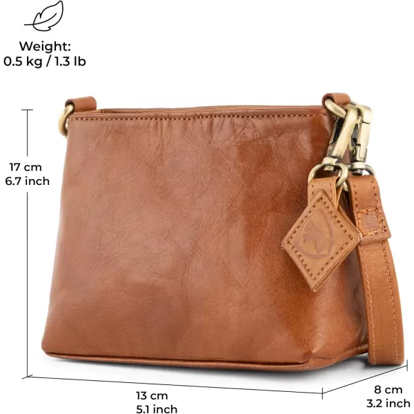 imageBERLINER BAGS Vintage Leather Shoulder Bag Marbella Crossbody Handbag for Women  BrownBrown Xs