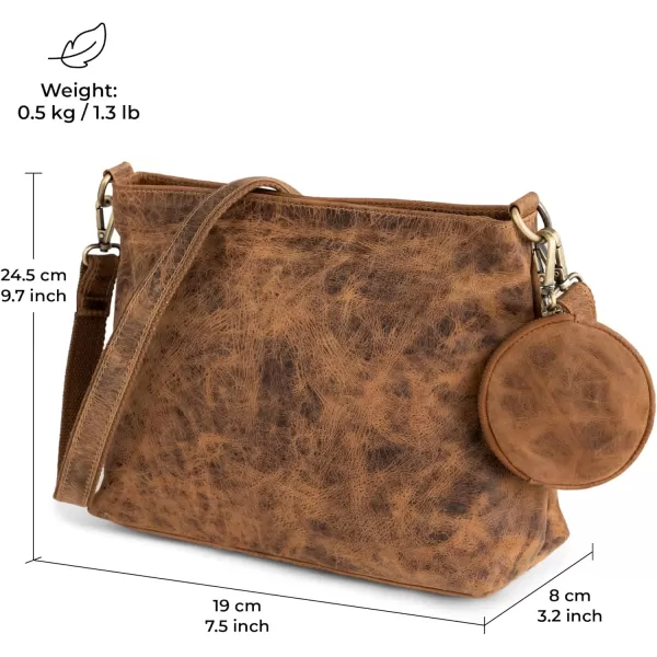 imageBERLINER BAGS Vintage Leather Shoulder Bag Marbella Crossbody Handbag for Women  BrownWalnut S