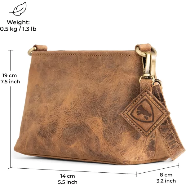 imageBERLINER BAGS Vintage Leather Shoulder Bag Marbella Crossbody Handbag for Women  BrownWalnut Xs