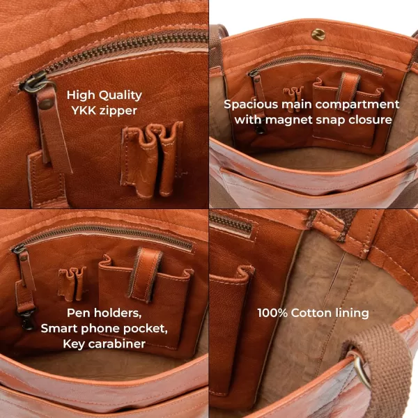 imageBERLINER BAGS Vintage Leather Tote Bag Seville Large Shopper for WomenBrown