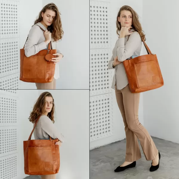 imageBERLINER BAGS Vintage Leather Tote Bag Seville Large Shopper for WomenBrown
