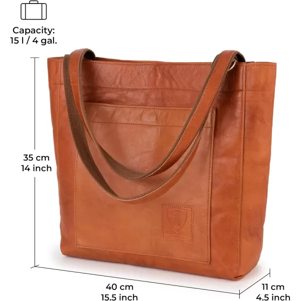 imageBERLINER BAGS Vintage Leather Tote Bag Seville Large Shopper for WomenBrown