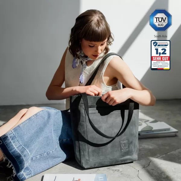 imageBERLINER BAGS Vintage Leather Tote Bag Seville Large Shopper for WomenDark Grey