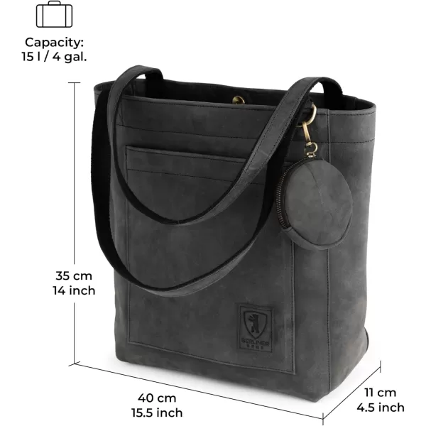 imageBERLINER BAGS Vintage Leather Tote Bag Seville Large Shopper for WomenDark Grey
