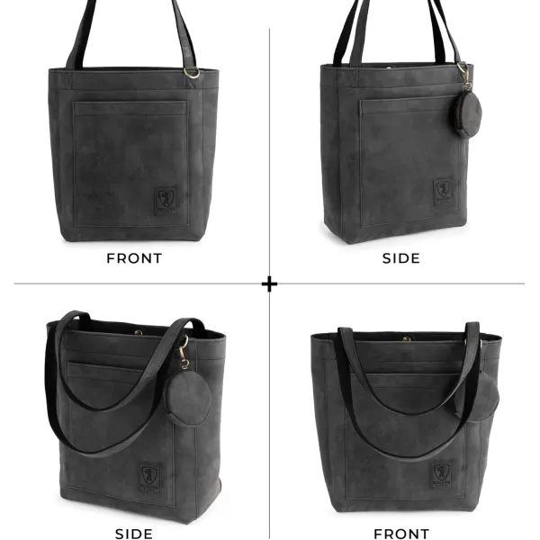imageBERLINER BAGS Vintage Leather Tote Bag Seville Large Shopper for WomenDark Grey