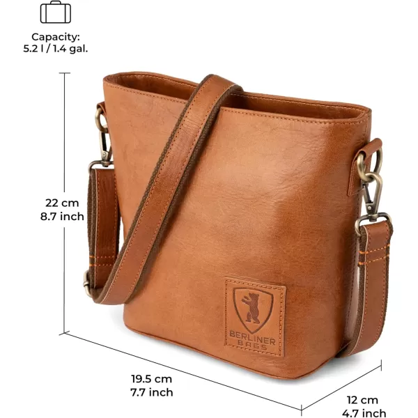 imageBerliner Bags Vintage Genuine Leather Shoulder Bag Madison Small Tote Bag Bucket Bag Top Handle Bag for Women  Brown