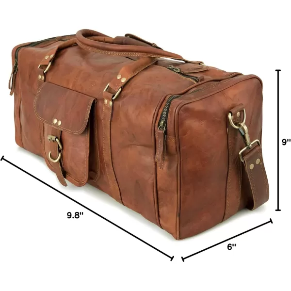 imageBerliner Bags Vintage Leather Duffle Bag New York for Travel or the Gym Overnight Bag for Men and Women Brown LBrown L