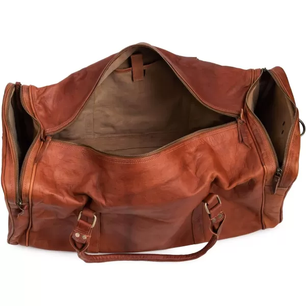 imageBerliner Bags Vintage Leather Duffle Bag New York for Travel or the Gym Overnight Bag for Men and Women Brown LBrown L