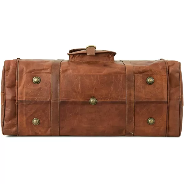 imageBerliner Bags Vintage Leather Duffle Bag New York for Travel or the Gym Overnight Bag for Men and Women Brown LBrown L
